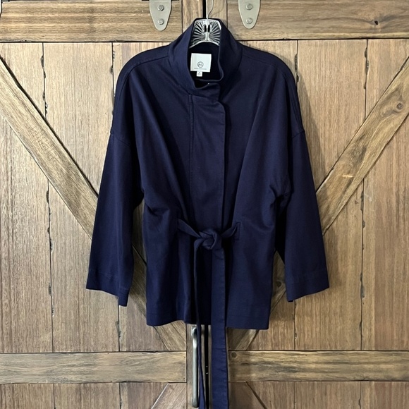 AG Adriano Goldschmied Kahlen Belted Jacket In Indigo Ink Size Medium EUC - Picture 5 of 11